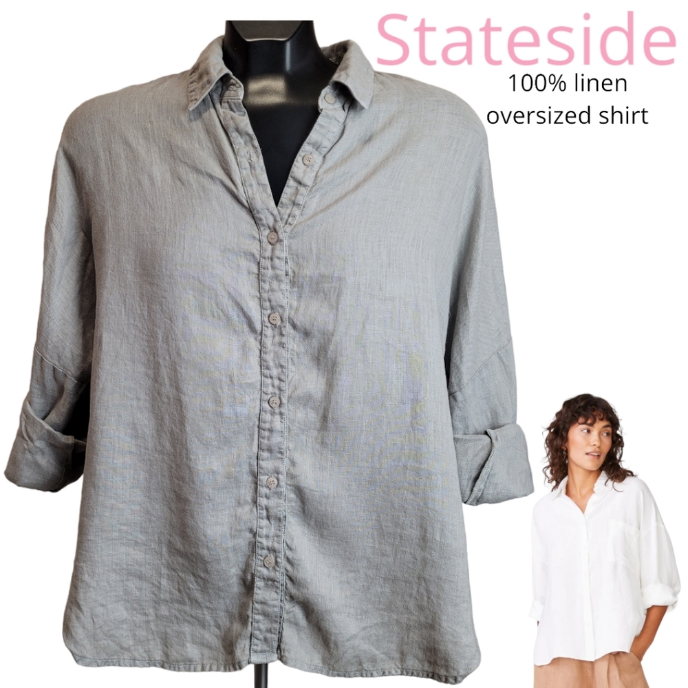 Stateside Gray Linen Oversized Shirt